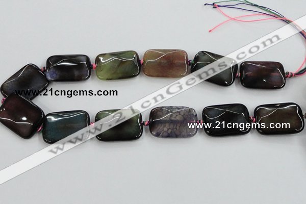 CAA590 15.5 inches 22*30mm faceted rectangle dragon veins agate beads