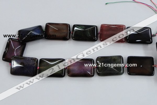 CAA591 15.5 inches 25*35mm faceted rectangle dragon veins agate beads