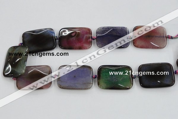 CAA592 15.5 inches 30*40mm faceted rectangle dragon veins agate beads