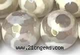 CAA5930 8mm, 10mm & 12mm faceted round AB-color tibetan agate beads