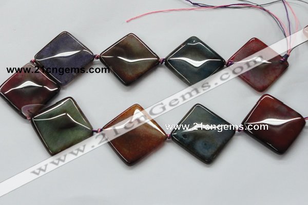 CAA594 15.5 inches 35*35mm faceted diamond dragon veins agate beads