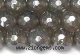 CAA5944 15 inches 8mm faceted round AB-color grey agate beads