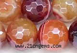 CAA5968 15 inches 12mm faceted round AB-color line agate beads