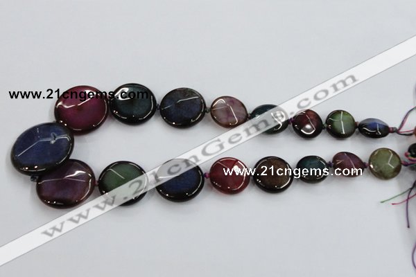 CAA597 20mm - 40mm faceted flat round dragon veins agate beads