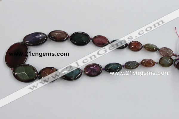 CAA598 16*20mm – 30*40mm faceted oval dragon veins agate beads