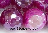 CAA5998 15 inches 12mm faceted round AB-color line agate beads