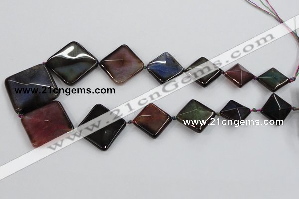 CAA600 20*20mm – 40*40mm faceted diamond dragon veins agate beads