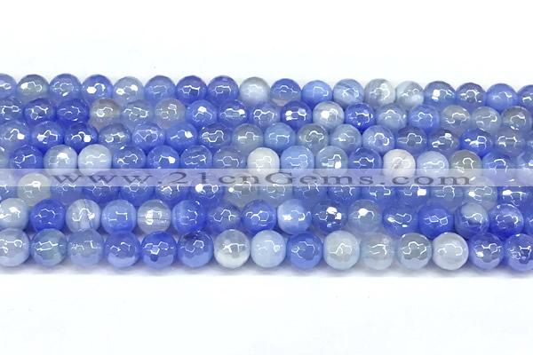 CAA6005 15 inches 6mm faceted round AB-color line agate beads