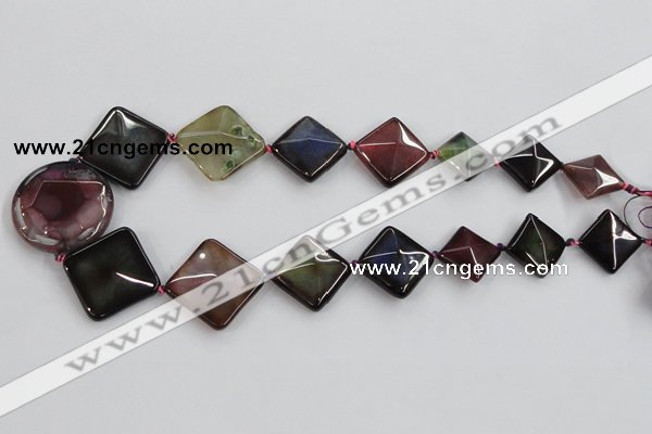 CAA602 20mm – 40mm faceted diamond & coin dragon veins agate beads
