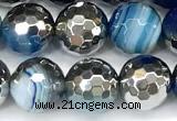 CAA6021 15 inches 8mm faceted round electroplated line agate beads