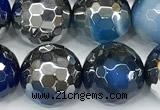 CAA6022 15 inches 10mm faceted round electroplated line agate beads