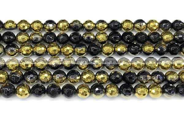 CAA6024 15 inches 6mm faceted round electroplated agate beads