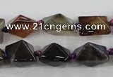 CAA603 15.5 inches 13*13*15mm pyramid dragon veins agate beads