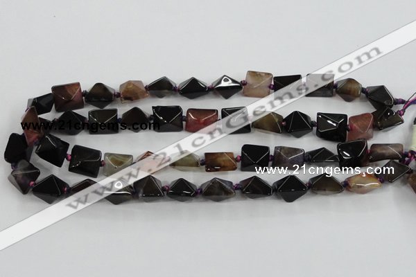 CAA603 15.5 inches 13*13*15mm pyramid dragon veins agate beads