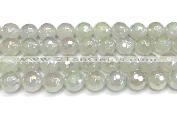 CAA6037 15 inches 12mm faceted round AB-color white agate beads