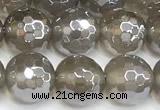 CAA6039 15 inches 8mm faceted round AB-color grey agate beads