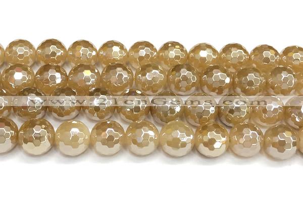 CAA6053 15 inches 12mm faceted round AB-color yellow agate beads