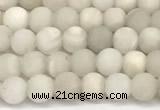 CAA6075 15 inches 4mm round matte white crazy lace agate beads