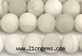 CAA6076 15 inches 6mm round matte white crazy lace agate beads