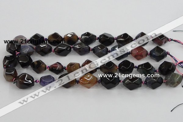 CAA608 15.5 inches 15*20mm faceted nuggets dragon veins agate beads