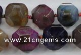 CAA609 15.5 inches 15*15mm faceted nuggets dragon veins agate beads