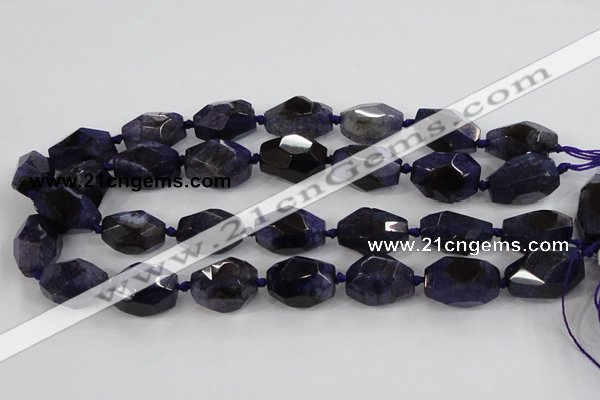 CAA612 15.5 inches 18*25mm faceted nuggets dragon veins agate beads