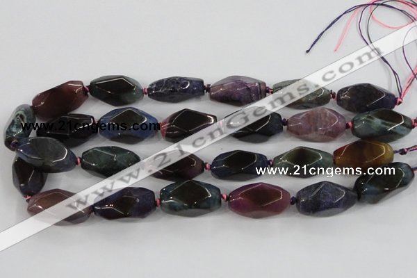 CAA614 15.5 inches 15*30mm faceted nuggets dragon veins agate beads