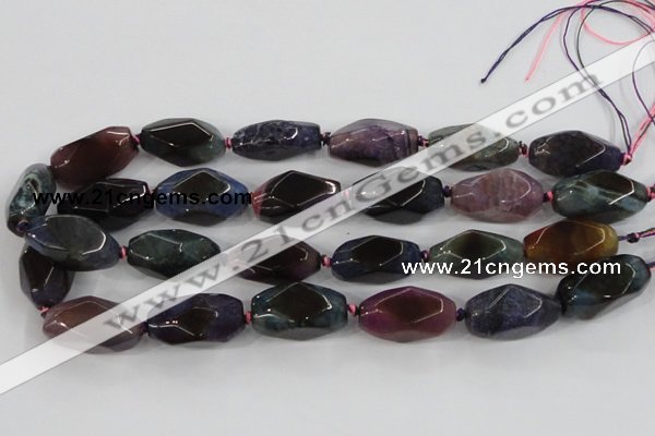 CAA614 15.5 inches 15*30mm faceted nuggets dragon veins agate beads