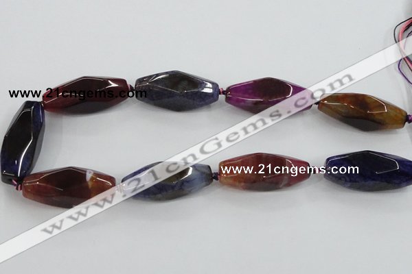 CAA615 15.5 inches 16*40mm faceted rice dragon veins agate beads