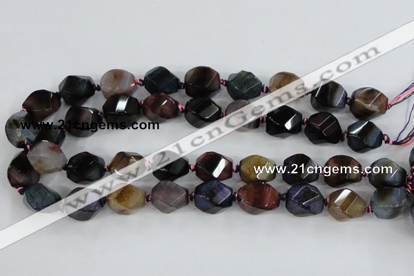 CAA618 15.5 inches 15*20mm faceted & twisted dragon veins agate beads