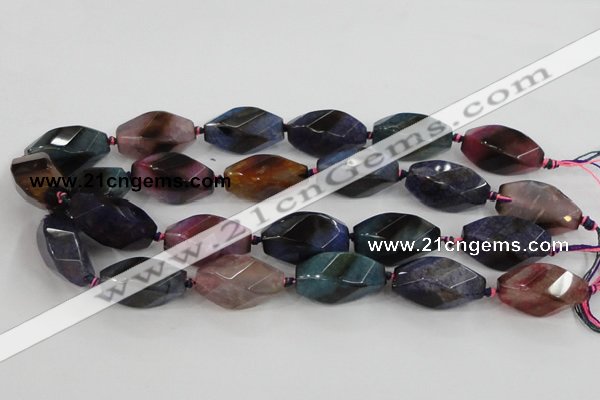 CAA619 15.5 inches 16*30mm faceted & twisted dragon veins agate beads