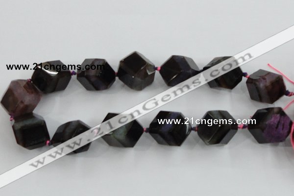 CAA620 15.5 inches 20*20mm faceted cube dragon veins agate beads