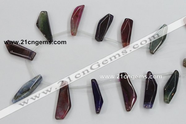 CAA624 top-drilled 15*42mm freeform dragon veins agate beads