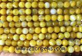 CAA6310 15 inches 6mm faceted round yellow banded agate beads