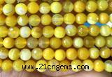 CAA6312 15 inches 10mm faceted round yellow banded agate beads