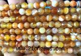 CAA6315 15 inches 6mm faceted round orange banded agate beads
