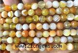 CAA6316 15 inches 8mm faceted round orange banded agate beads