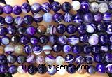 CAA6321 15 inches 8mm faceted round purple banded agate beads