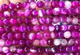 CAA6326 15 inches 8mm faceted round fuchsia banded agate beads