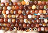 CAA6331 15 inches 8mm faceted round red banded agate beads
