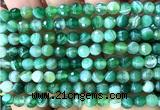 CAA6340 15 inches 6mm faceted round green banded agate beads