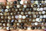 CAA6345 15 inches 6mm faceted round coffee banded agate beads