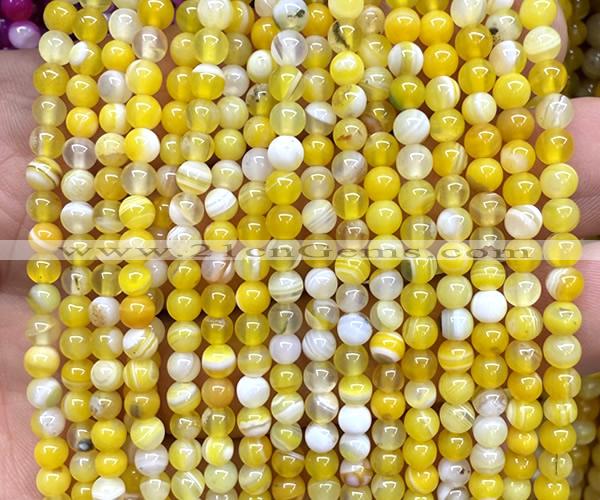CAA6360 15 inches 4mm round yellow banded agate beads wholesale