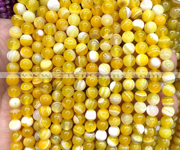 CAA6361 15 inches 6mm round yellow banded agate beads wholesale
