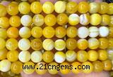 CAA6363 15 inches 10mm round yellow banded agate beads wholesale