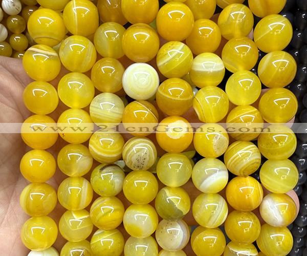 CAA6364 15 inches 12mm round yellow banded agate beads wholesale