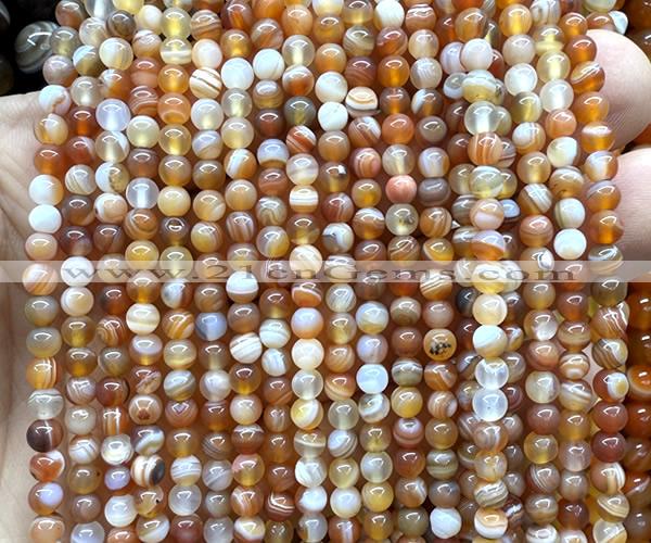 CAA6365 15 inches 4mm round orange banded agate beads wholesale