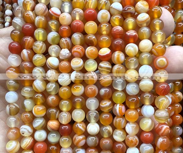 CAA6366 15 inches 6mm round orange banded agate beads wholesale