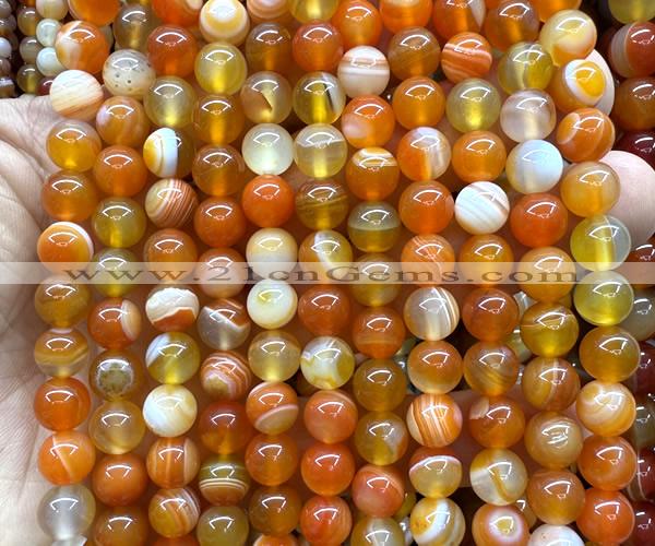 CAA6367 15 inches 8mm round orange banded agate beads wholesale