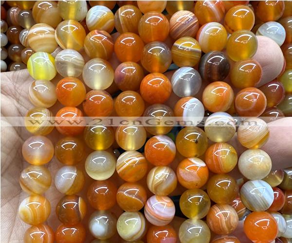 CAA6368 15 inches 10mm round orange banded agate beads wholesale